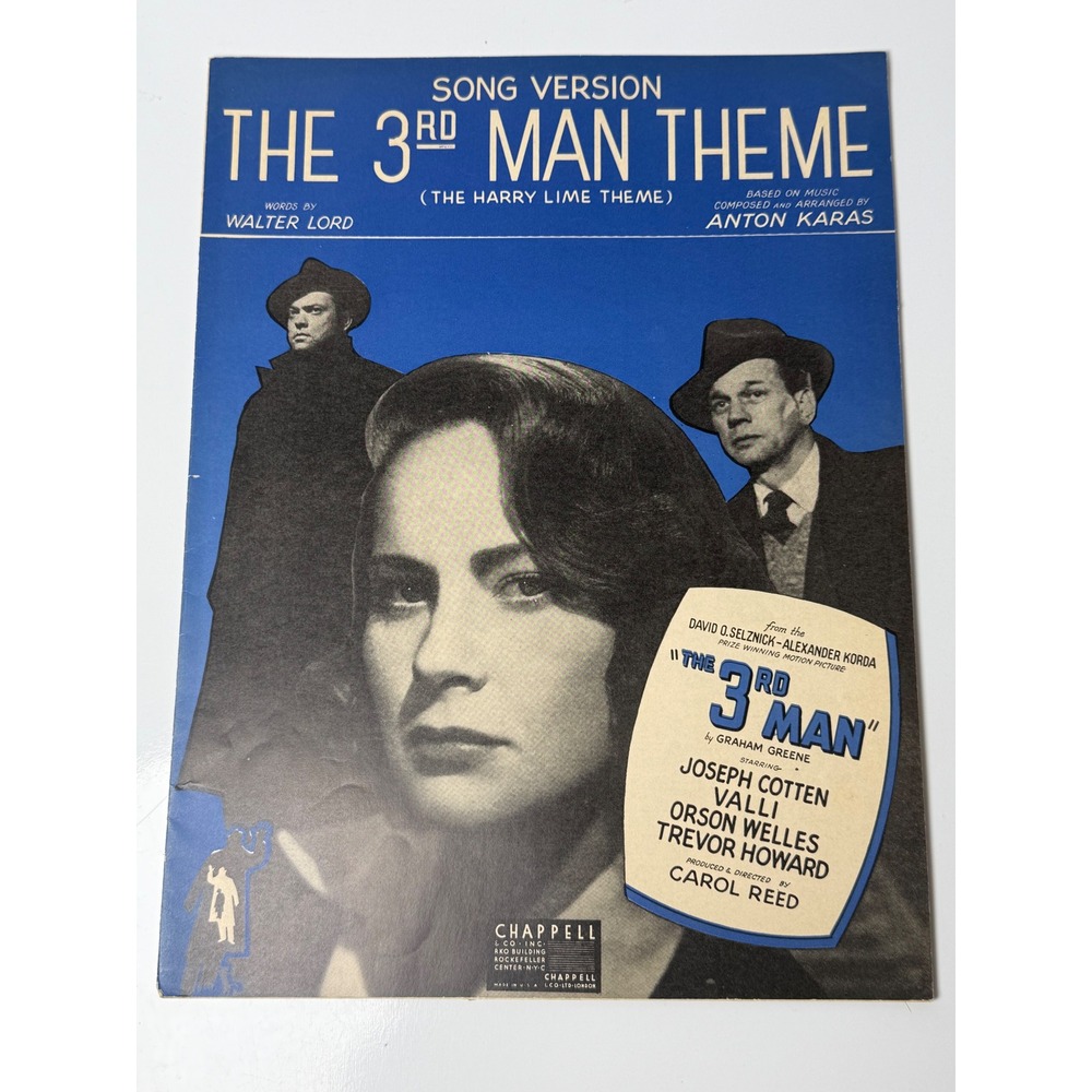 Vintage 1949 The 3rd Man Theme Sheet Music Anton Karas Orson Welles Film Noir